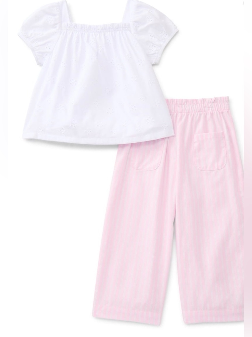 Wonder Nation Girls 12M Matching Set Pink White Stripe Pants Boho Coastal Preppy
